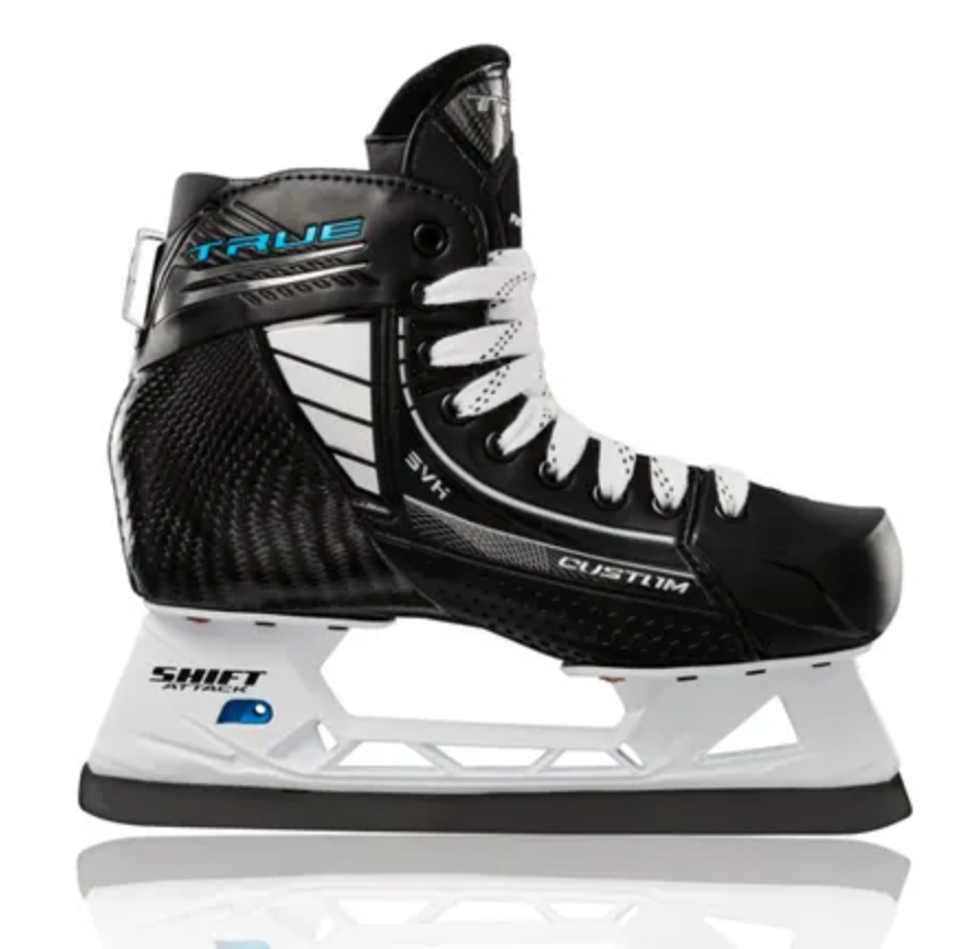 True SVH Pro Two-Piece Goalie Hockey Skates Senior Black/White