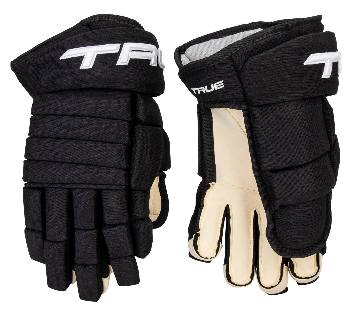 True Pro 4-Roll Hockey Gloves Senior Black/White