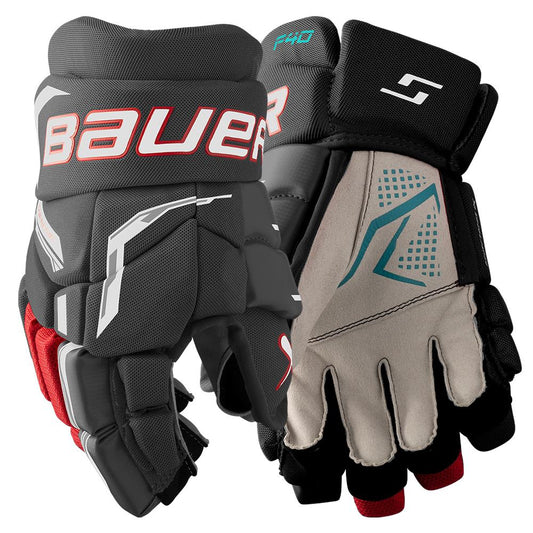 Bauer Supreme F40 Hockey Gloves - Junior - Black/Red