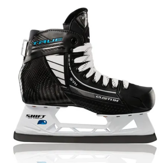 True SVH Pro Two-Piece Goalie Hockey Skates Senior Black/White