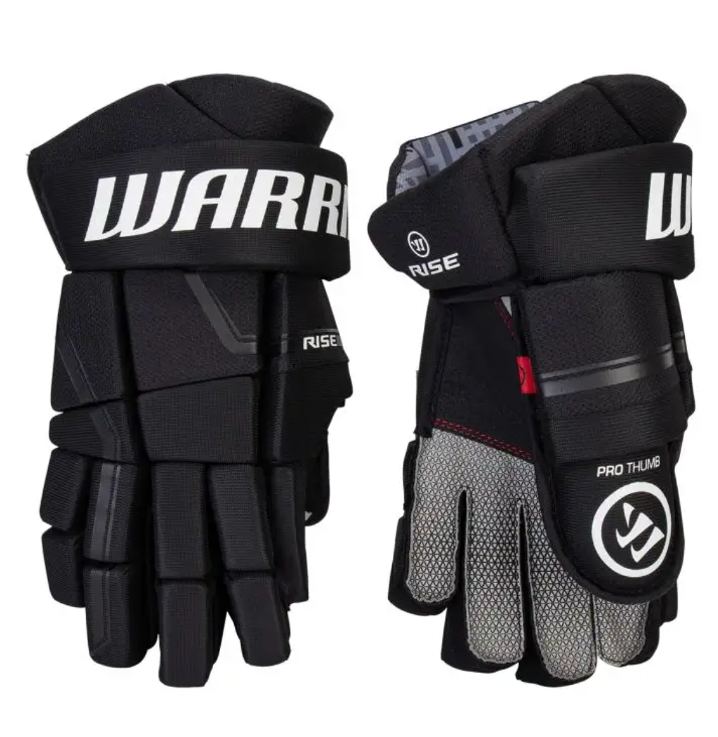 Warrior Rise Hockey Gloves Senior Black/White