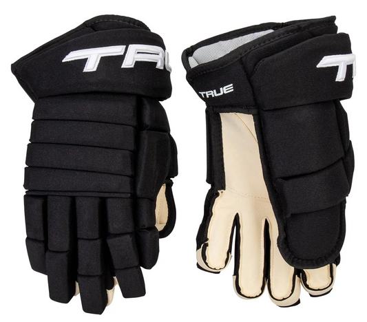 True Pro 4-Roll Hockey Gloves Senior Black/White