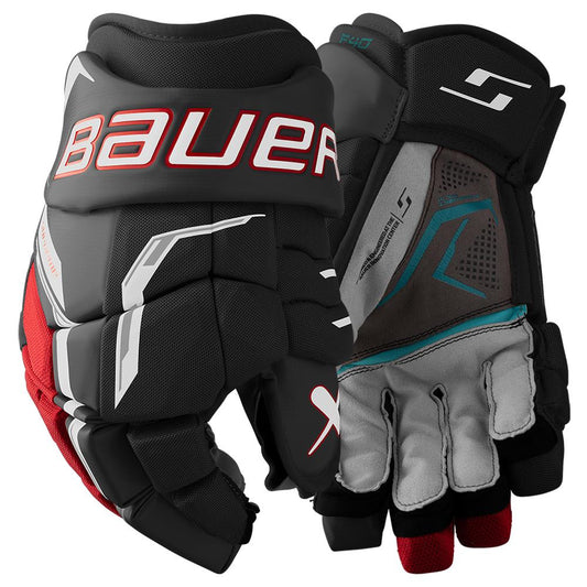 Bauer Supreme F40 Hockey Gloves - Senior - Black/Red