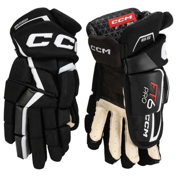 CCM JetSpeed FT6 Pro Hockey Gloves Senior Black/White